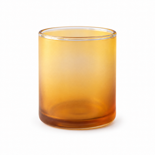 Honey Haze Amber-to-Honey Gradient Wide Cylinder Decorative Vase with a Soft Translucent Look for Warm Modern Interiors