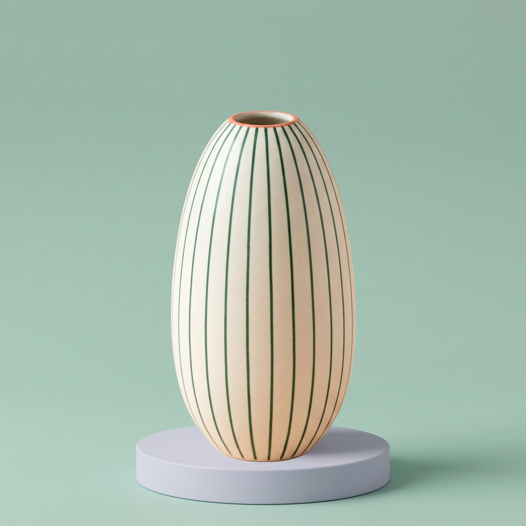 Meadow Lines vase on lavender display pedestal