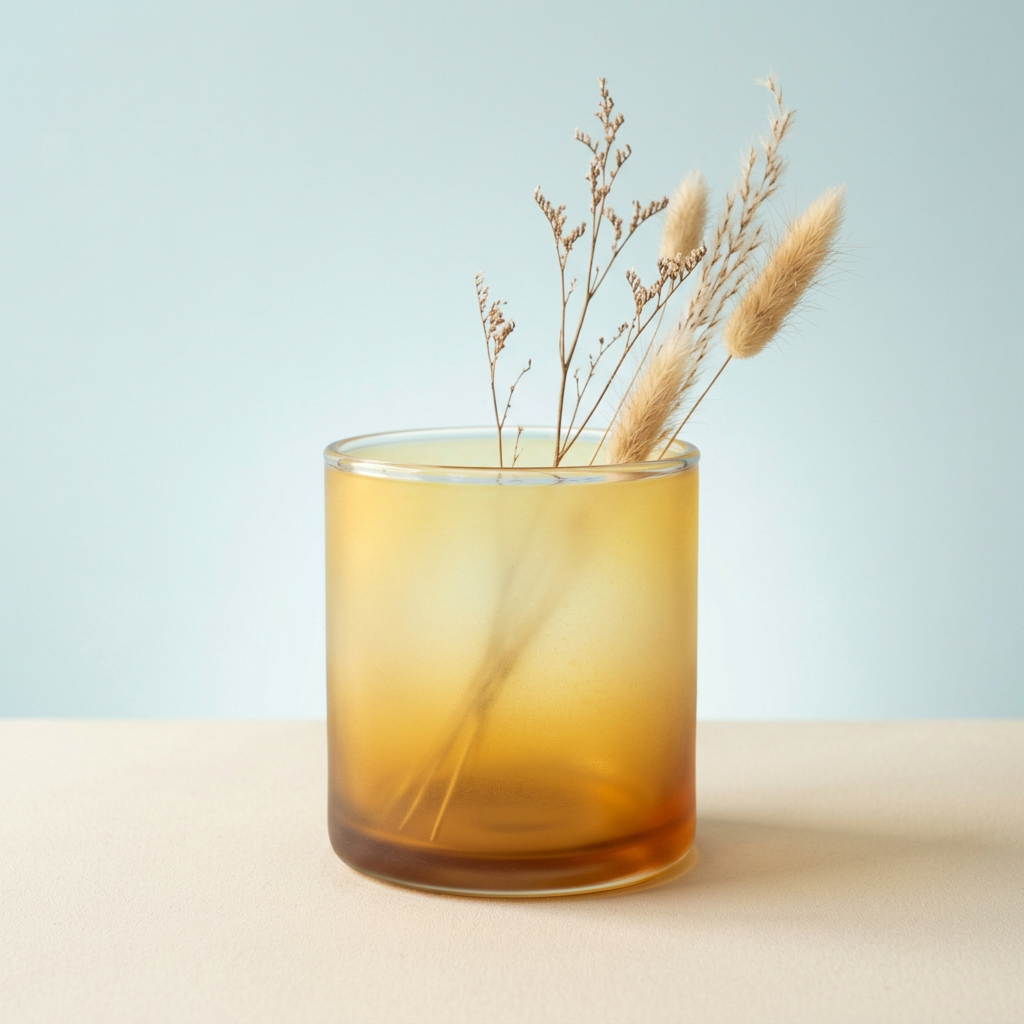 Honey Haze wide-mouth vase styled with delicate dried stems