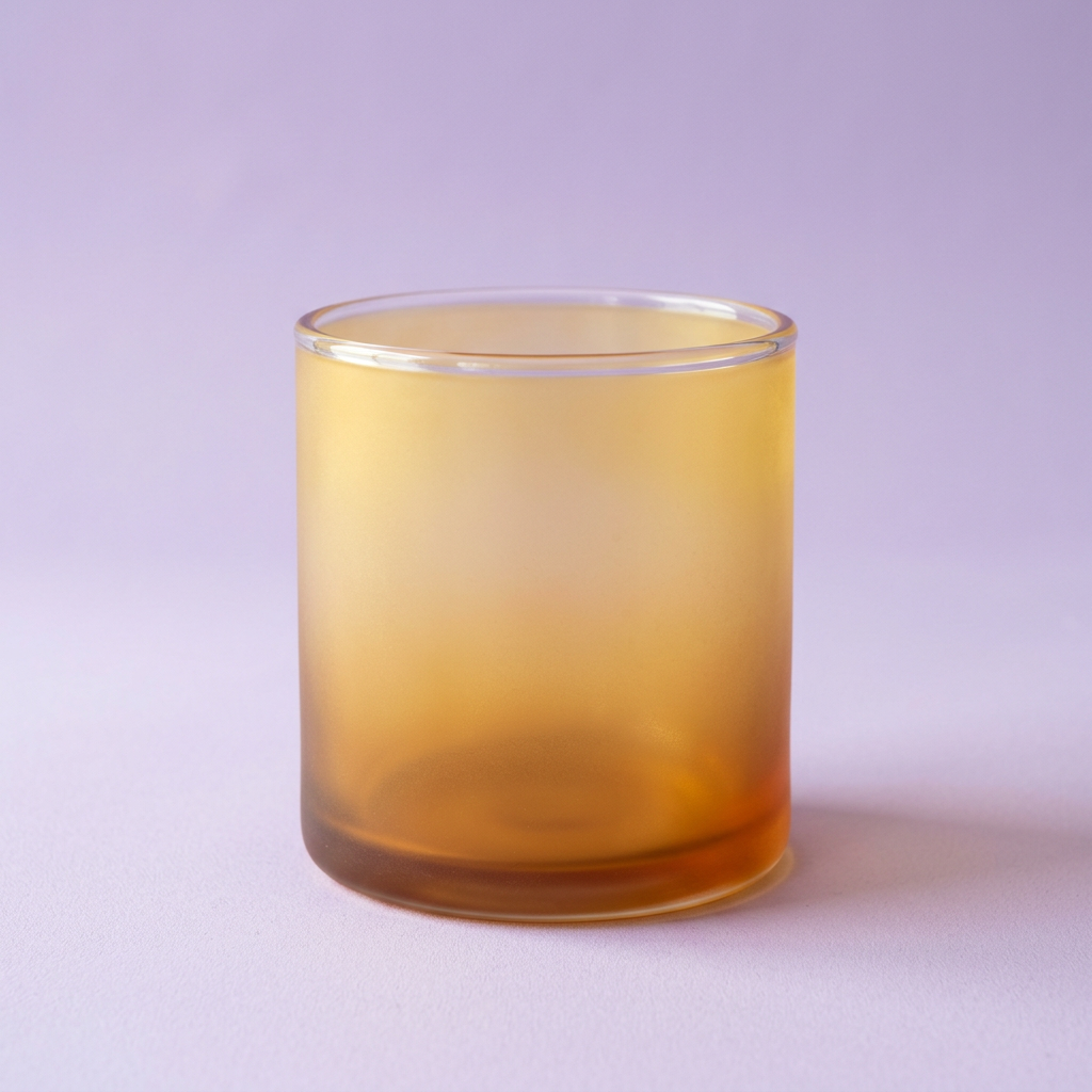 Honey Haze wide cylindrical vase with honey-yellow to amber gradient concept