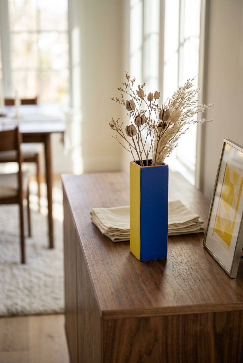 Primary Frame vase on dining sideboard