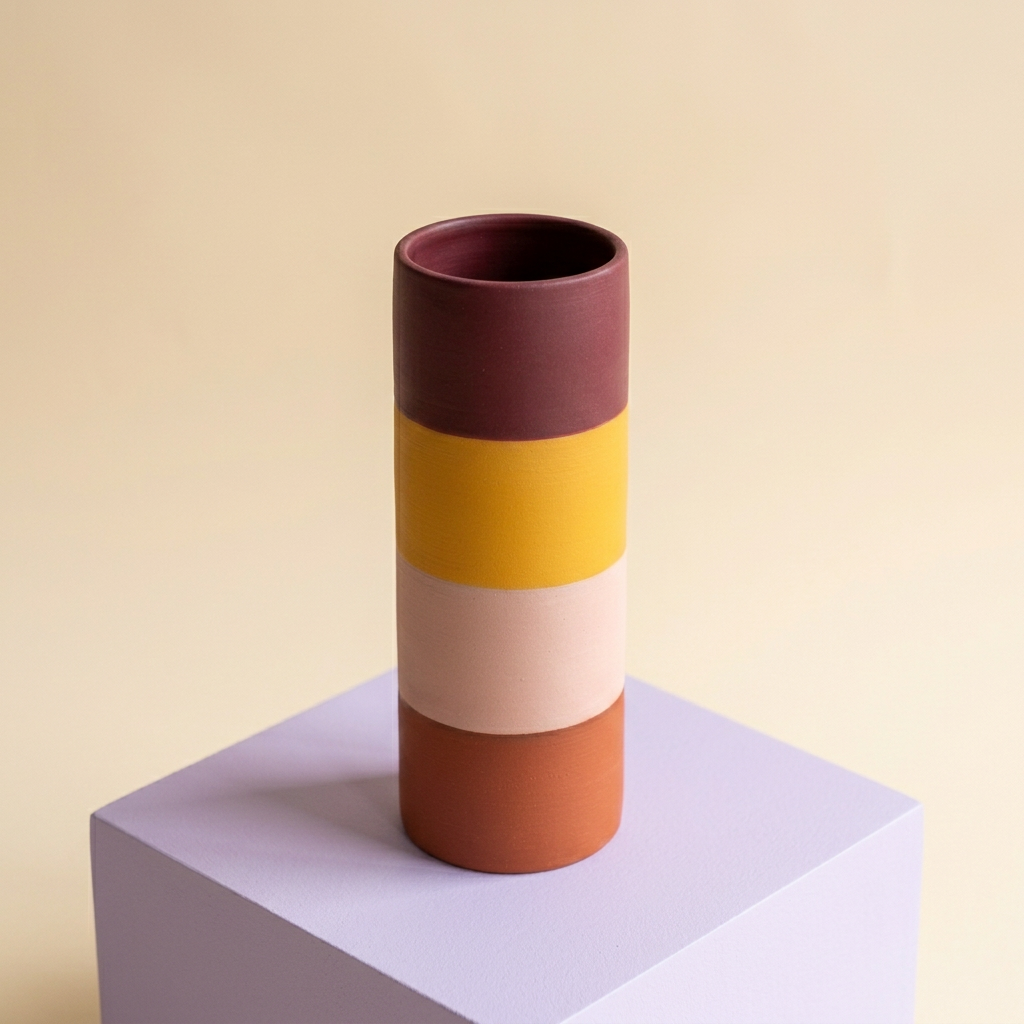 Sunset Column vase on lavender pedestal