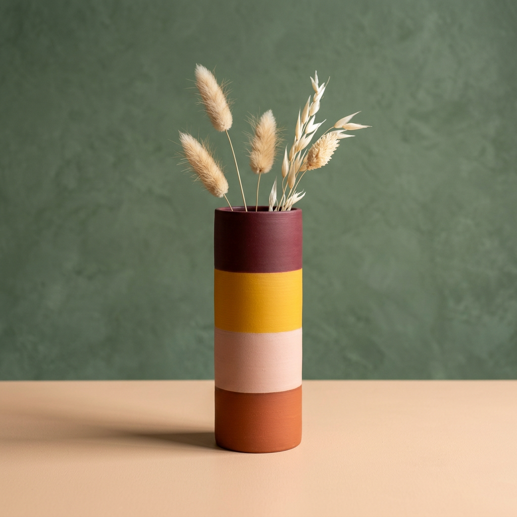 Sunset Column vase styled with dried stems