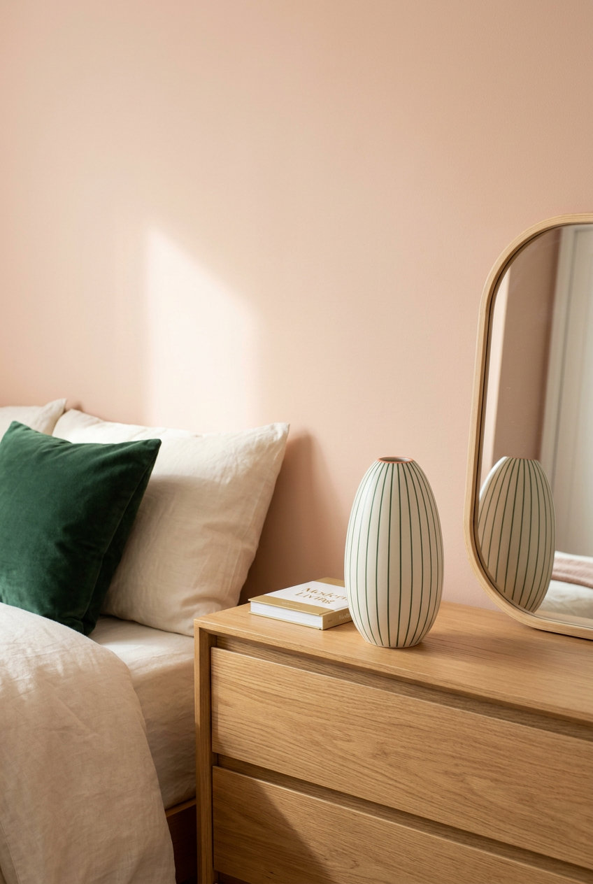 Meadow Lines vase on bedroom dresser