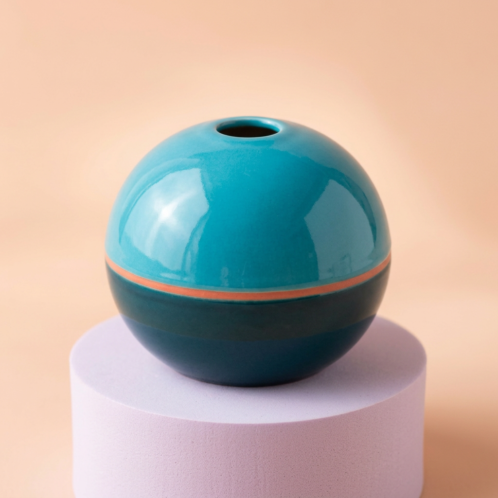 Tide Orbit rounded vase on lavender display plinth