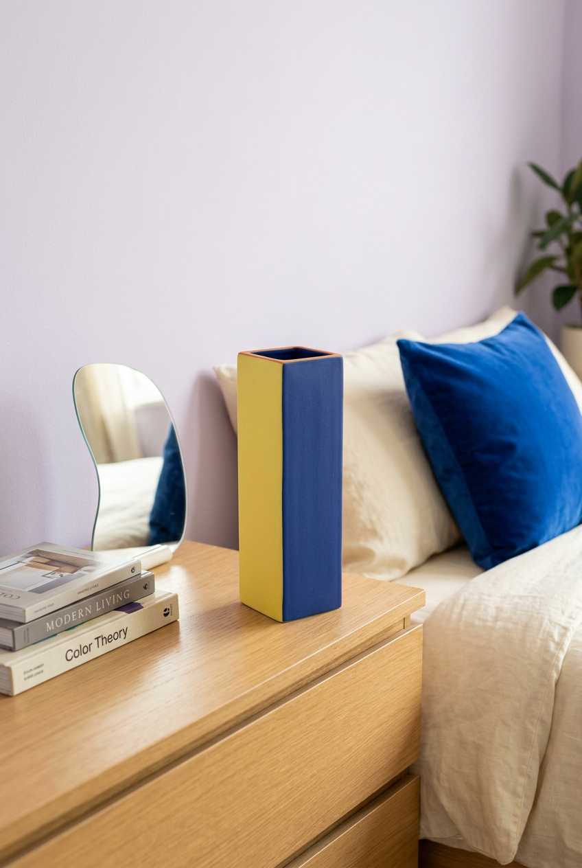 Primary Frame square vase on bedroom dresser